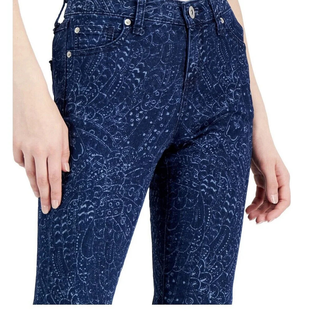 INC Womens Laser Printed Mid Rise Flare Leg Jeans Size:6/28 - Picture 3 of 15